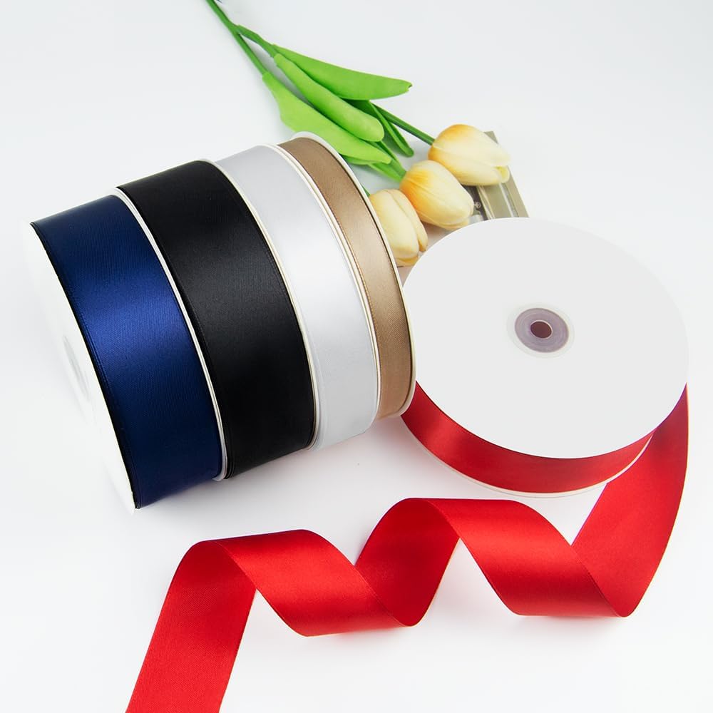 1-1/2" x 100 Yards Satin Ribbon - Silver Silk Ribbon with Spool - Ideal for Gift Wrapping, Floral Bouquets, Crafts, Wedding Party Decorations, Christmas and Sewing Projects