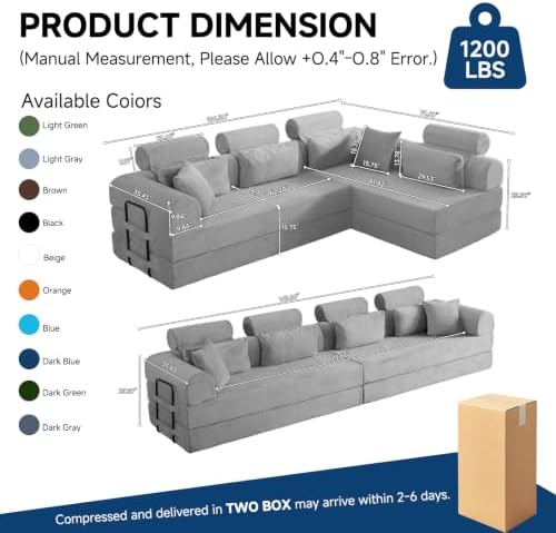 106" Convertible Sofa Bed, High Backrest Boneless Couch - Image 3