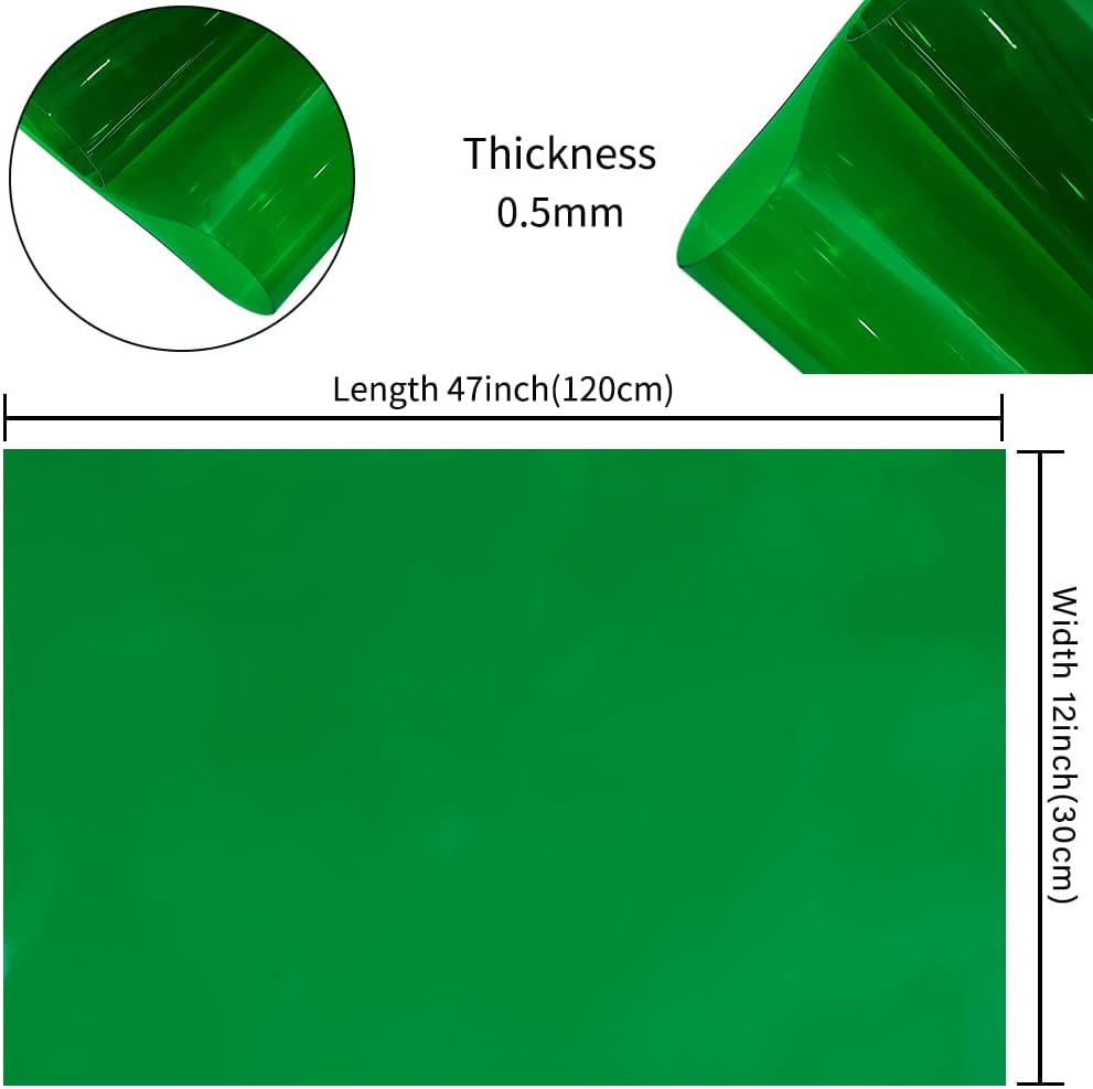 HYANG ForestGreen Transparent PVC Super Clear Holographic Vinyl Faux Leather Sheets 1 Roll 12" x 47" (30cm x 120cm) for DIY Bows Earrings Bags DIY Crafts Making