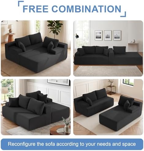 Hobestluk Boneless Couches Modular Sectional Sofa L-Shape Oversized Chaise - Image 6