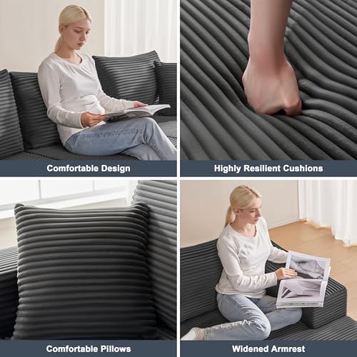Mangodan 110” Cloud Sectional Couch, Boneless Sofa - Image 6