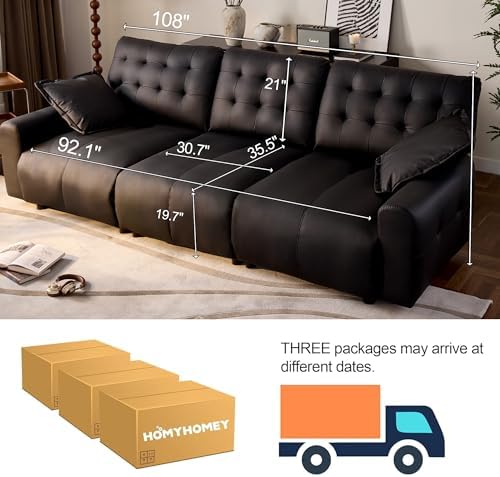 Oversized Sectional Couches for Living Room, Modular Leather Cloud Couch - Image 2