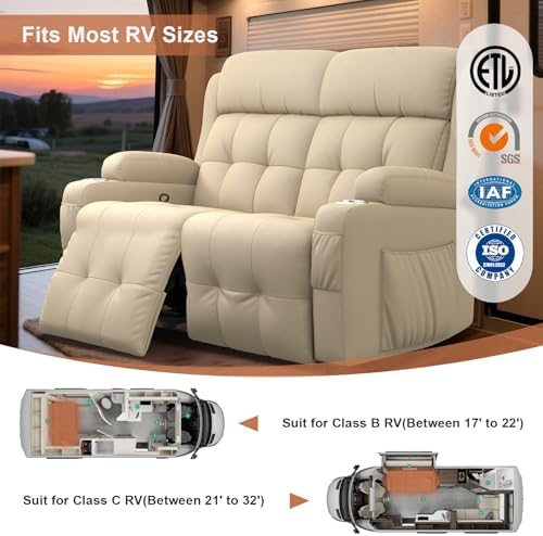 RV Loveseat Recliner Sofa, Wall Hugger Reclining RV Couch - Image 5