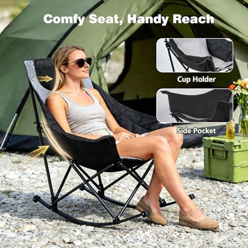 SUNNYFEEL Oversized Folding Rocking Camping Chair 2 Pack, 500lbs Grey - Image 4