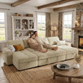 WEUP 105" Sectional Sofa with Pull Out Bed, U Shaped 4 Seat Sleeper Sofa with 2 by Unknown