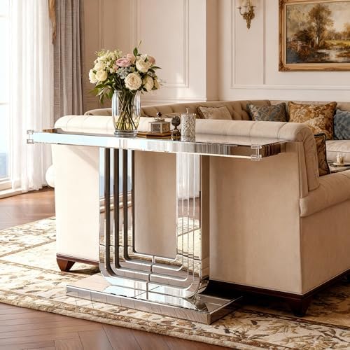 Silver Mirrored Console Table, Modern Luxury Mirrored Furniture - Image 3