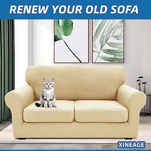 XINEAGE 3-Piece Stretch Loveseat Sofa Cover, Washable Couch Covers - Image 4