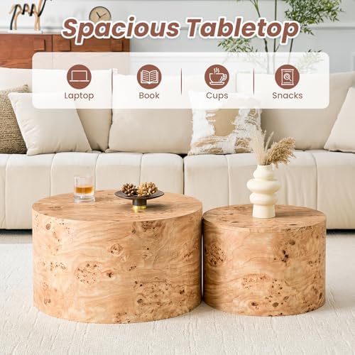 LKTART Round Nesting Coffee Table Set of 2 - Image 5