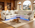 Breathing Leather Reclining Sofa Set, Power Recliner Sectional Couch by PonlivingFurniture