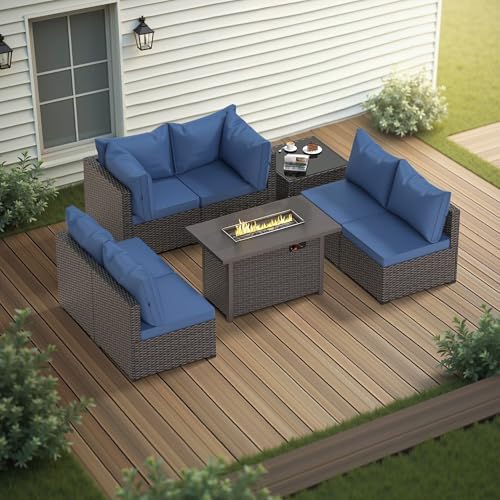 Patio Furniture Set with Fire Pit Table by PHONJOROO