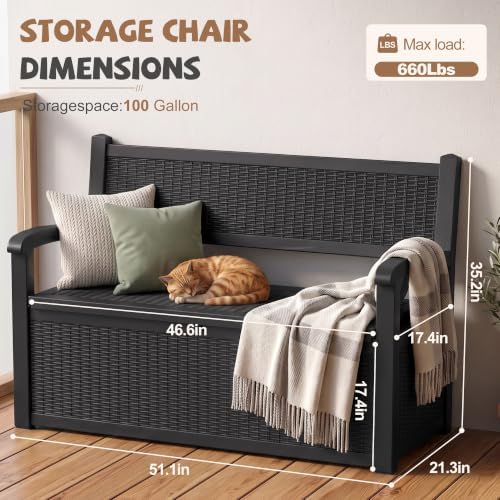 EFU Outdoor Bench Storage Deck BoxWaterproof Wicker - Image 3