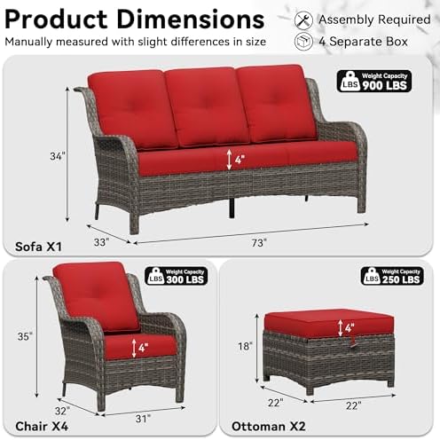 7 Piece Outdoor Wicker Patio Furniture Set, Patio Chairs Set - Image 2
