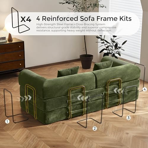 79" Convertible Futon Sofa Bed, Boneless Couch - Image 5