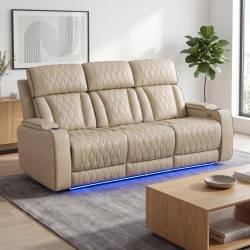 Power Reclining Leather Sectional Sofa by Unknown