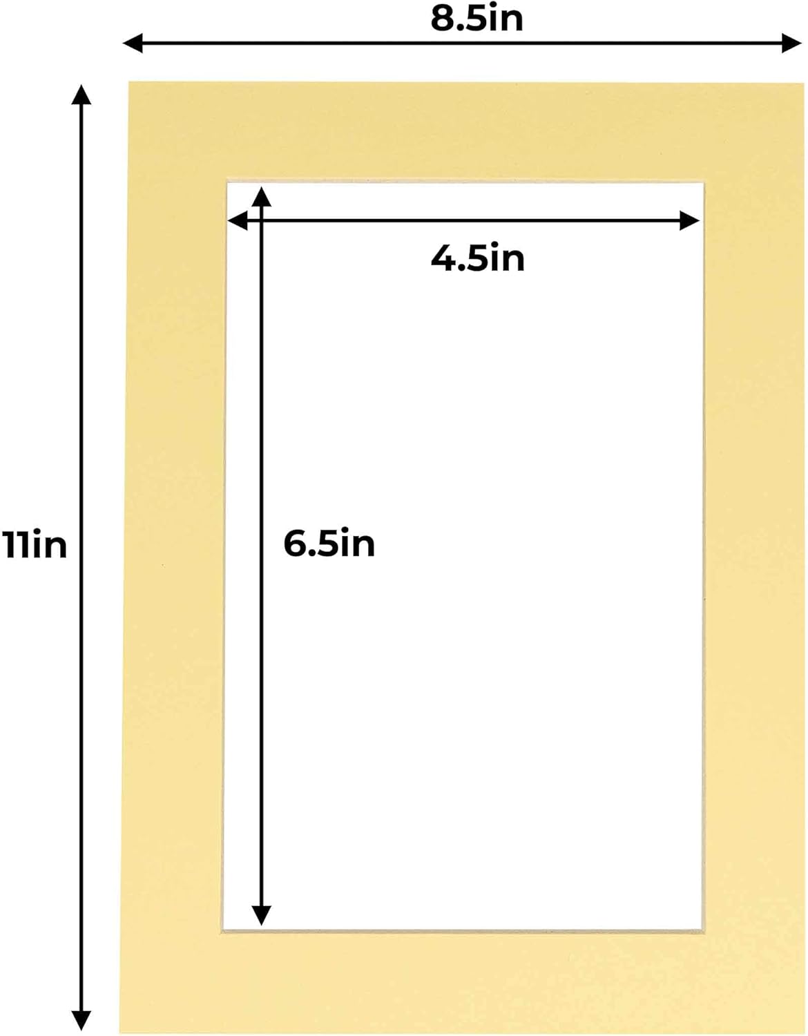5x7 Mat for 8.5x11 Frame - Precut Mat Board Acid-Free Soft Yellow 5x7 Photo Matte For a 8.5x11 Picture Frame, Premium Matboard for Family Photos, Show Kits, Art, Picture Framing, Pack of 100 Mats