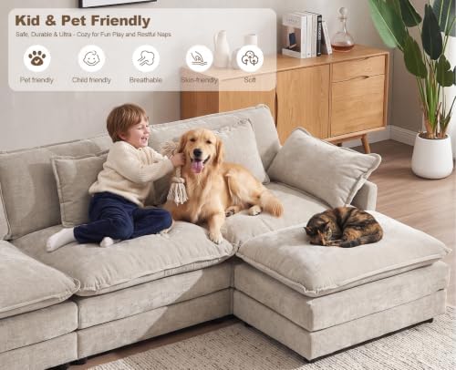 111.5" Modular Sectional Sofa, 6 Seater Cloud Couch - Image 6