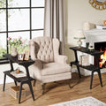 Tribesigns Set of 2 Solid Wood End Table, 2-Tier Modern Black End Table by Tribesigns