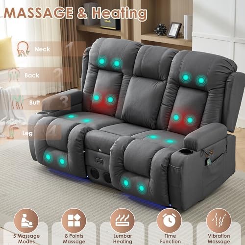 TUNYI Wall Hugger Loveseat Recliner Sofa - Image 5