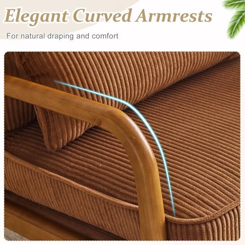 VINGLI Upgraded Premium Corduroy Accent Chair, Upholstered Arm Chair, Solid - Image 3