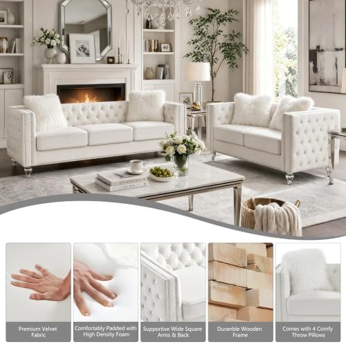 Aoowow 2 Piece Chesterfield Sofa Couch Set - Image 3