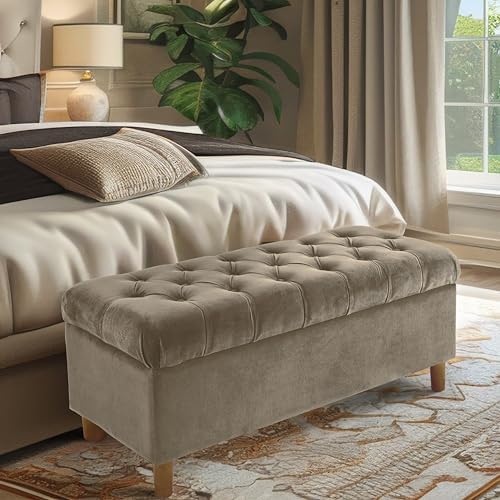 HomePop 40" Ainsley Button Tufted Storage Bench - Image 2