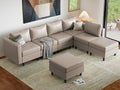 ABCASA Faux Leather Sectional, Modular Sectional Sofa by ABCASA