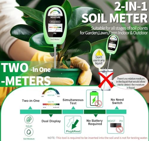 Soil Test Kit, 2-in-1 Soil Moisture Meter, Soil pH Meter -Dual - Image 2