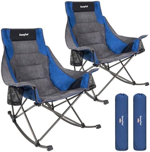 SUNNYFEEL Oversized Folding Rocking Camping Chair 2 Pack, 500lbs Blue by SunnyFeelCamping