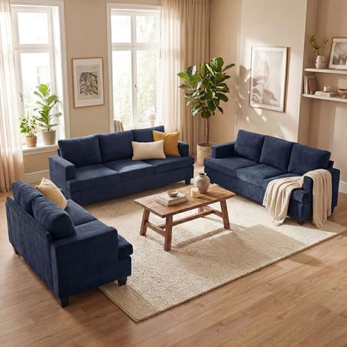 YOUDENOVA Sofa, 3 Piece Set Comfy Sofa, Loveseat & 2 3-Seater Couch by YOUDENOVA