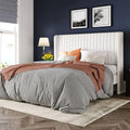Allewie Queen Size Velvet Bed Frame/Vertical Channel Tufted Wingback by Allewie