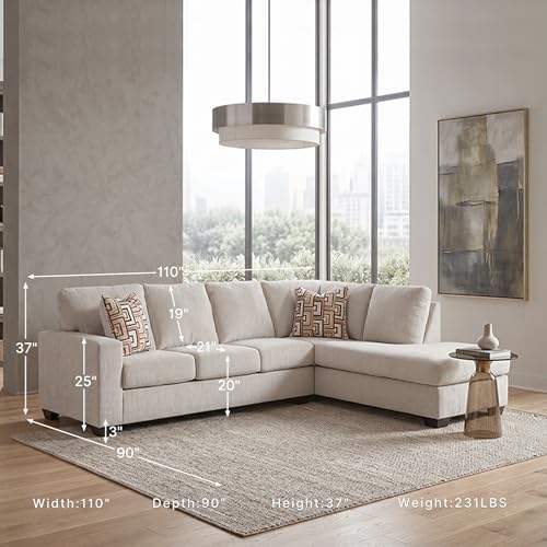 Signature Design by Ashley Aviemore 110" L-Shape Stone Chenille Sectional - Image 3