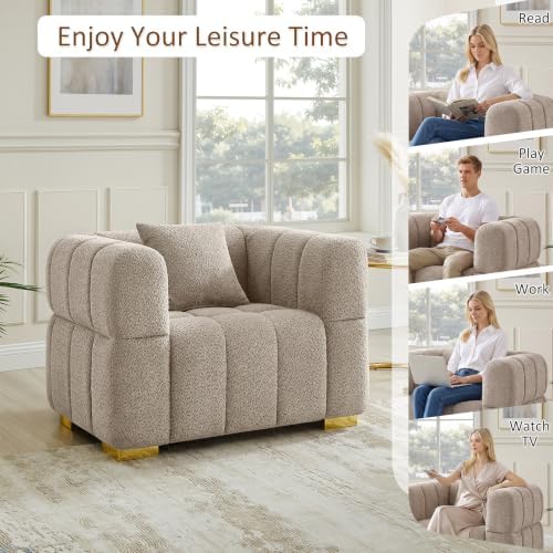 VANOMi 44.09" Oversized Accent Chair, Boucle Armchair - Image 4