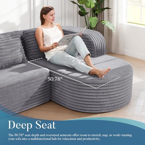 Hobestluk Boneless Couch Modular Sectional Sofa L-Shape Lounge Cloud Couch - Image 4