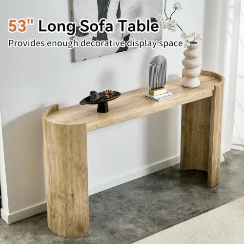 53" Wood Console Table for Entryway, Faux Knife-Cut Oak - Image 5