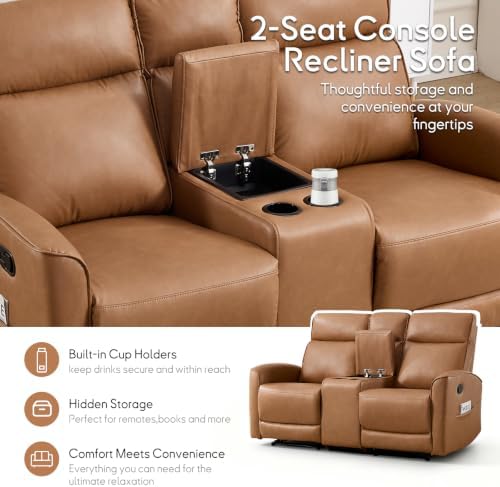ANJ 2-Piece Premium Faux Leather Manual Reclining Sofa Set, Include 2 Loveseat - Image 5