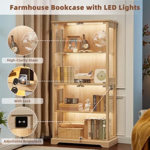 LELELINKY Farmhouse Glass Display Cabinet - Image 3
