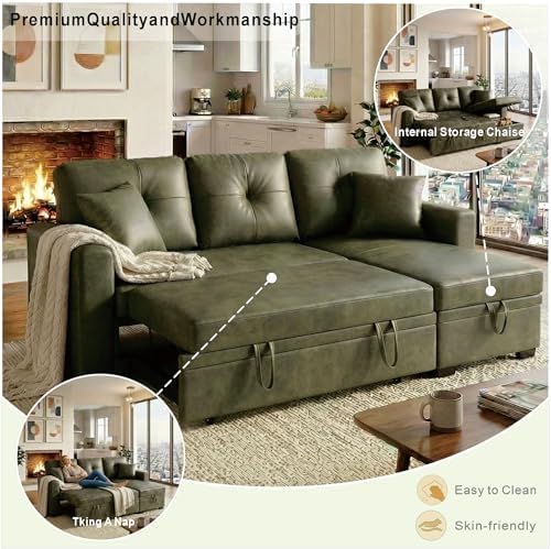 L-Shaped Sectional Couch with Storage, Sleeper Sofa - Image 3