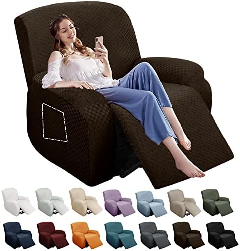 YEMYHOM 4 Pieces Stretch Recliner Slipcover Latest Jacquard Recliner Chair Cover by YEMYHOM