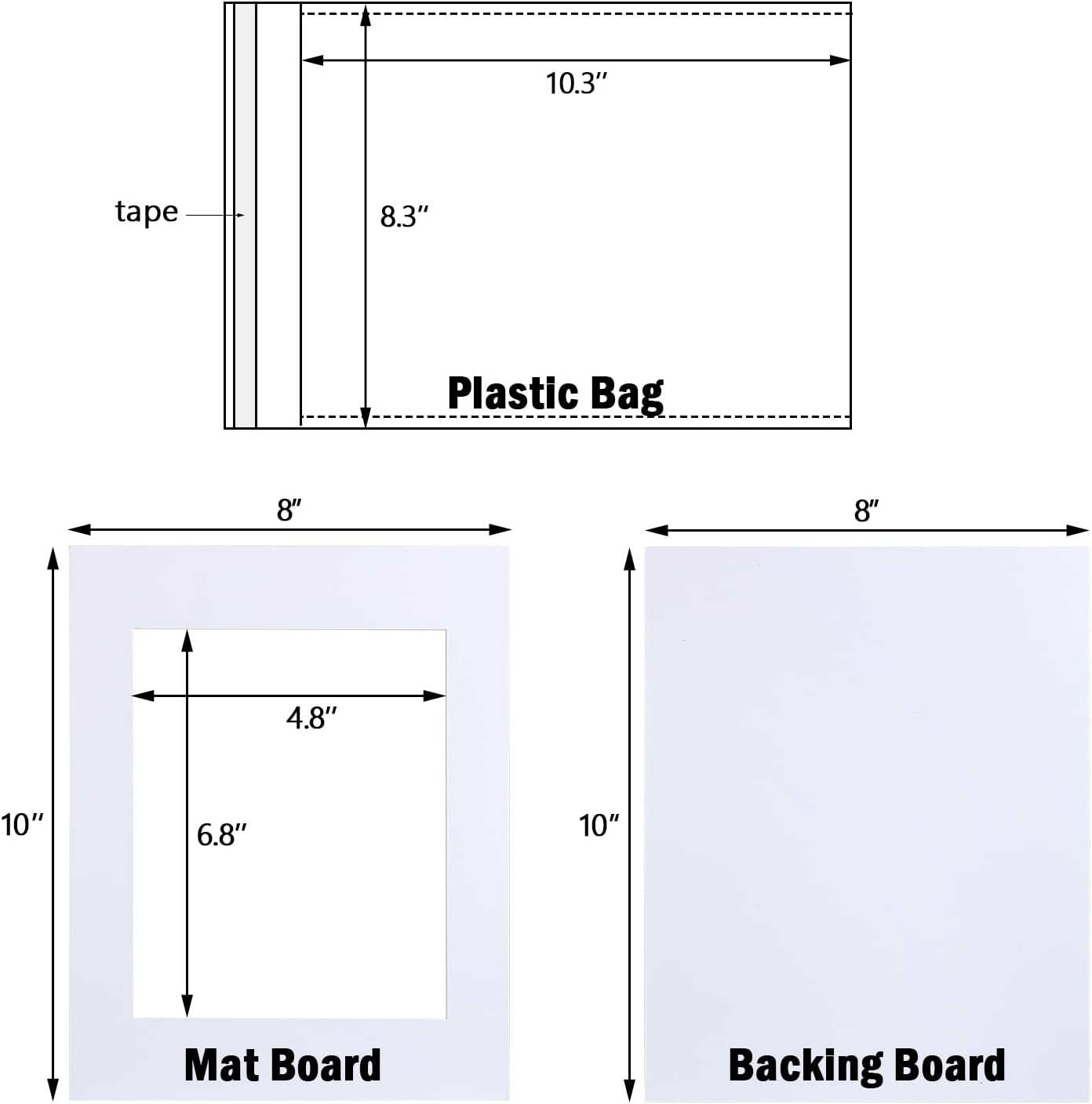 Egofine Pack of 25 White Mat Board Pre-Cut 8x10 Picture Mat for 5x7 Photo with White Core Bevel Cut Mattes Sets. Includes 25 High Premier Acid Free Mats & 25 Backing Board & 25 Clear Bags