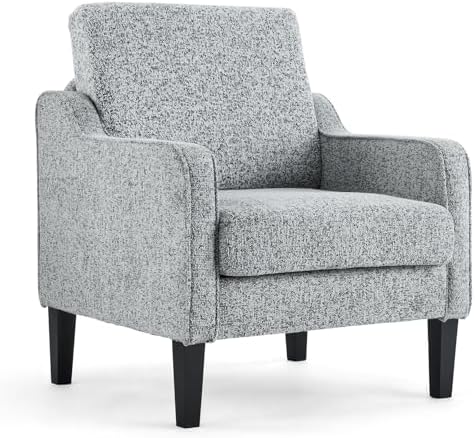 VINGLI Grey Accent Chair, Chenille Upholstered Armchair by VINGLI