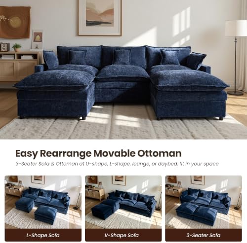 108'' U Shaped Cloud Couch, 3-Seater Sofa - Image 6