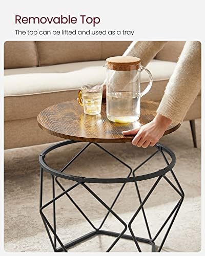 VASAGLE Small Round Coffee Table Set of 2, - Image 6