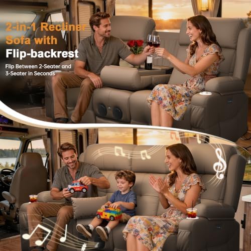Home Theater Seating, Power Loveseat Recliner Sofa - Image 4