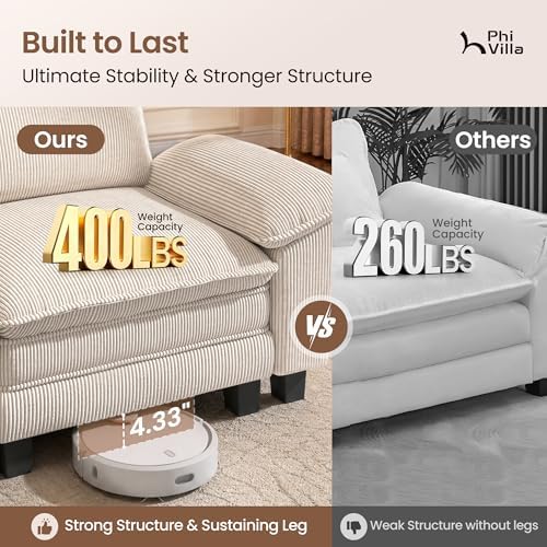 PHI VILLA 3-Piece Modular Loveseat & Sofa Set - Image 5