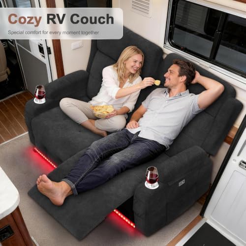 Reclining Loveseat Sofa, RV Loveseats Recliner Sofas Wall Hugger, Double - Image 6