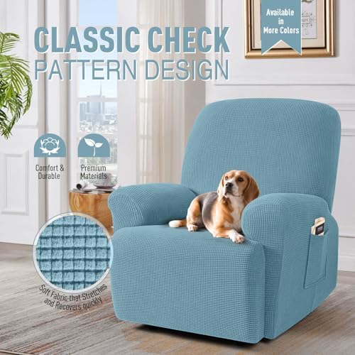 TAOCOCO Oversized Stretch Recliner Chair Covers 4 Piece, Dusty Blue - Image 2