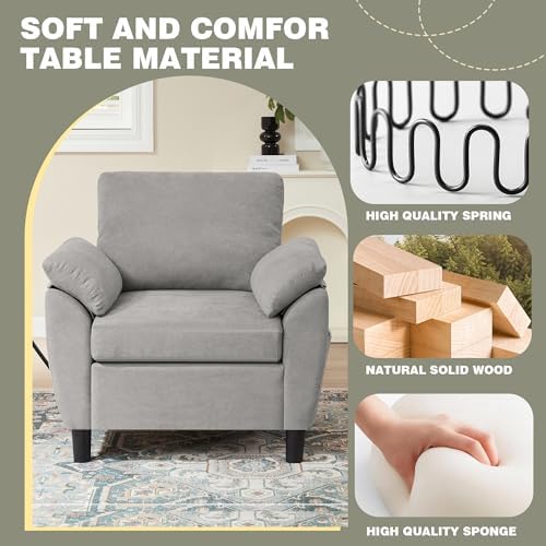 2 Piece Sectional Sofa Set, Modern Linen Small Sofa Couch - Image 4