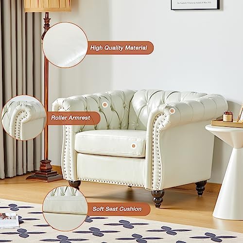 ORRD Chesterfield Chair, Modern Faux Leather Tufted Accent Sofa Couch Chair - Image 3