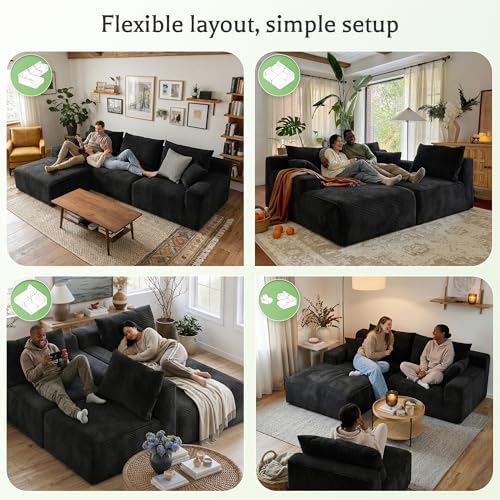 Homkdom Modular Sectional Sofa for Apartment, Left Facing Chaise - Image 6