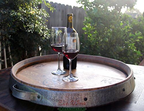 Lazy Susan from Reclaimed Wine Barrel – Oak Tray by Eco+Wine+Furniture
